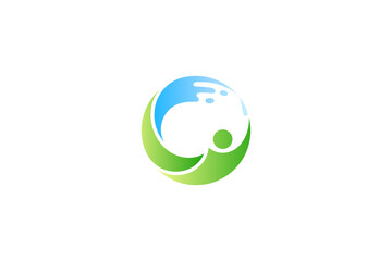 Abstract people logo design with water splash suitable for healthy life design concept