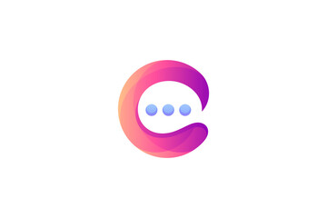 C chat, Logo icon chat, message, talk with letter c in simple design