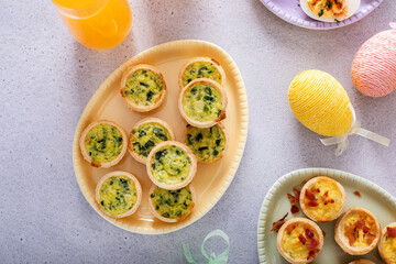 Mini quiches with spinach for Easter brunch