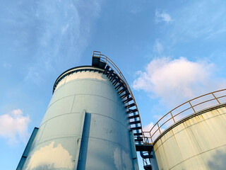 Crude oil export factory industry And oil storage tank. Water tank