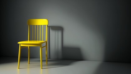 yellow single chair in a room with dark background
