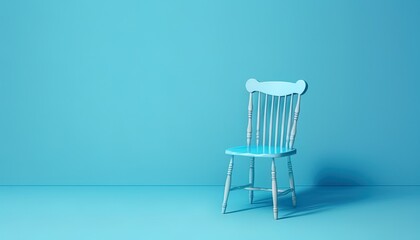blue chair in a room with a blue pastel background