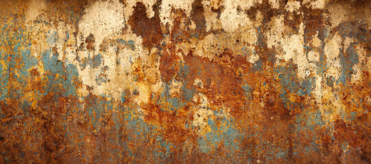 rusty and cracked old wall texture background with Generative AI Technology