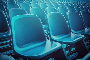 Fototapeta premium blue seats in the stadium. Generative AI