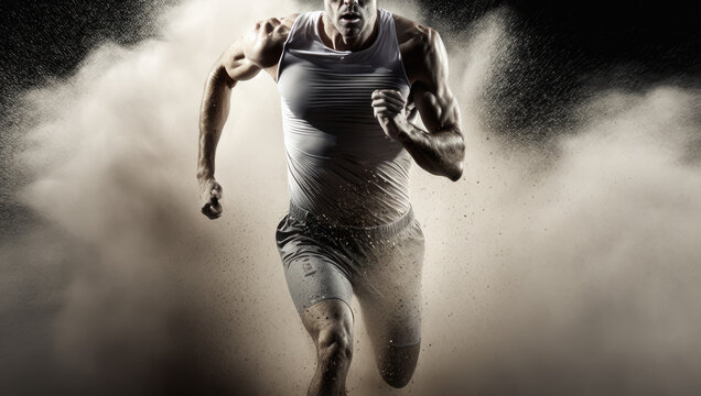 a sporty young man is running. isolated. Generative AI
