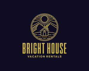 Sun House Logo, Vacation House Logo, Rentals Logo Design, Holiday Home Logo