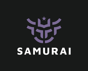 Samurai head logo design minimalist ideas