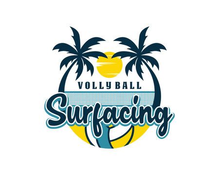 Beach Volleyball Logo Illustrations Vectors