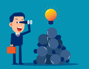 Person looking and finding idea. Develop project plan and strategy