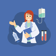 vector flat design illustration of online doctor concept