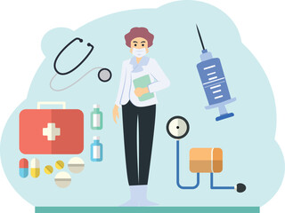 vector flat design illustration of online doctor concept