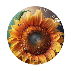 Sunflower Flower Sticker Design Elements Isolated Transparent Background: Graphic Design Masterpiece Clear Alpha Channel for Overlays Web Design, Digital Art, PNG Image Format (generative AI)