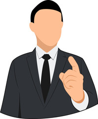 the man in the suit raised his index finger. illustration of businessman giving orders. gave instructions