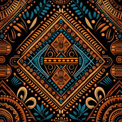 textile repeat pattern of tribal seamless pattern, silk texture, Made by AI,Artificial intelligence