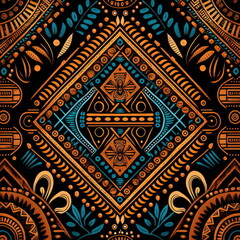 textile repeat pattern of tribal seamless pattern, silk texture, Made by AI,Artificial intelligence