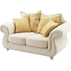 Naklejka premium Sofa Design Elements Isolated on Transparent Background: A Graphic Design Masterpiece with Clear Alpha Channel for Overlays in Web Design, Digital Art, and PNG Image Format (generative AI)
