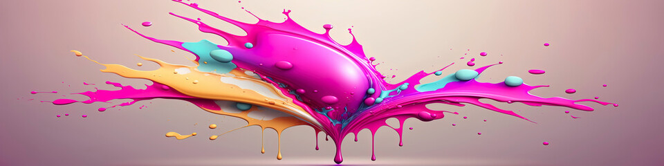 Naklejka premium abstract paint splash liquid wallpaper, colorful panoramic banner