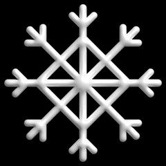 illustration of 3D snowflakes isolated on black background.