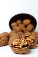 walnuts in a brown bowl