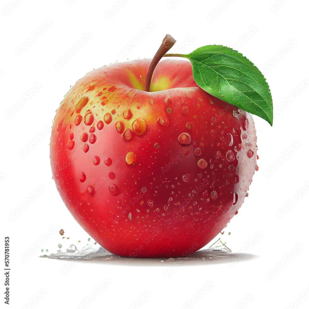 Wall mural red apple with drops of water - Wall murals
