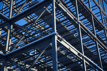 metal beams frame structure construction site