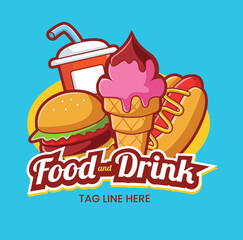 vector flat design fast food logo template