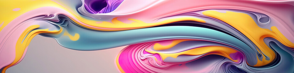 amazing colorful abstract background with a wave liquid paint, panoramic 4k wallpaper.