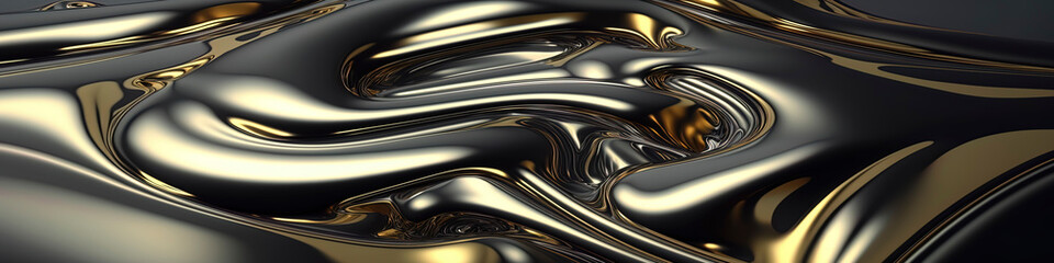 liquid chromed metal texture panoramic background.