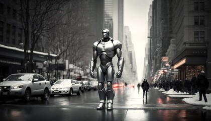 humanoid robot in the big city