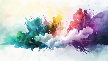 abstract watercolor background with splashes, color explodes. Colorful texture vector bright splash banner, print. artistic creative Watercolor style , Created with Generative AI