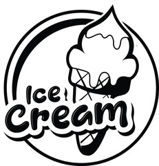 Black and white ice cream logo template design