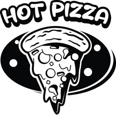 Black and white vector of pizza logo template