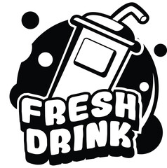 Black and white fresh drink logo template design