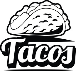 Black and white taco logo illustration template