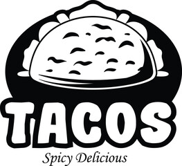 Black and white taco logo illustration template
