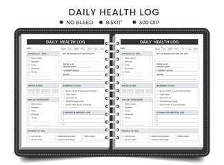 Daily checklist routine log planner notebook page, printable tracker, Daily activities planner, logbook, mood diary.