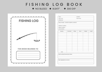 Log Book For Fish, Diary Notebook, logbook planner or journal For Kids, Boys, Men, Fisherman
