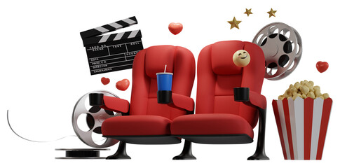 Theater movie seat armchair. 3d rendering