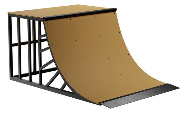 Prototype of half pipe skateboard ramp. 3d illustration