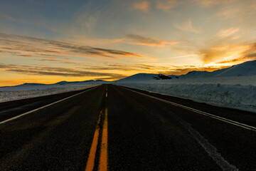sunset on the road
