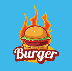 Vector burger illustration for logo template design