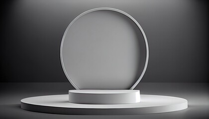 black white elegant podium product with an abstract background, Generative AI