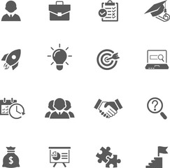 Business career icon set. Vector black icons