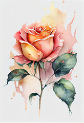 Watercolor of a Rose Generative Ai