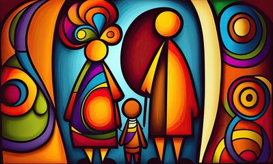 Abstract colorful Family Background. Rainbow paper art people. fathers and mothers. Untraditional families. love.