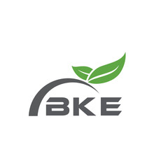 BKE letter nature logo design on white background. BKE creative initials letter leaf logo concept. BKE letter design.
