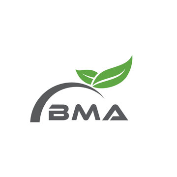 BMA letter nature logo design on white background. BMA creative initials letter leaf logo concept. BMA letter design.
