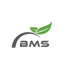 BMS letter nature logo design on white background. BMS creative initials letter leaf logo concept. BMS letter design.
