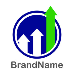 Vector icon of successful meaning in business marketing, rising arrows  higher in each time, round shape icon on white background.