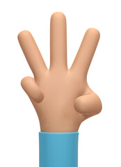 3D rendering, Cartoon character hand isolated on transparent background
